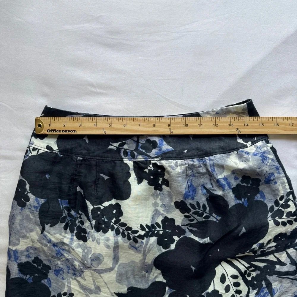 Ann Taylor Abstract Floral Pleated Mini Skirt Lined Size‎ 6 Side Pockets